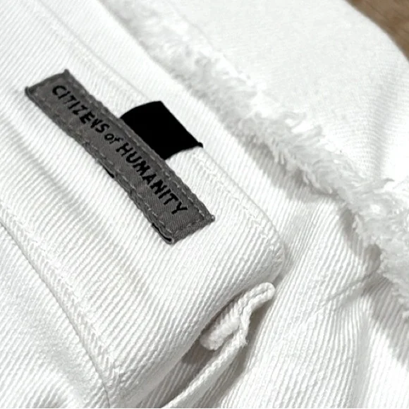 CITIZENS OF HUMANITY (26) White Denim Shorts Crisp Cotton Stretch Low Rise - Picture 10 of 12
